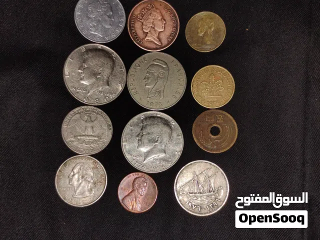 عملات معدنية اجنبية وسعوديه كويتية ويمنية