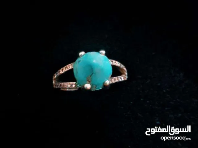خاتم نسائي فضه 925 S عليه فيروز نشابوري مرصع زركون