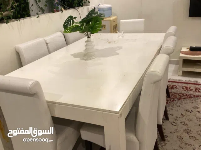 Last day sale .... Solid wooden White dining table 220 cm x 120 cm with 8 chairs for urgent sale