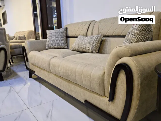 طقم كنب 7 مقاعد خشب خارجي زان داخلي سويد اسفنج دانلوب قماش وتر بروف