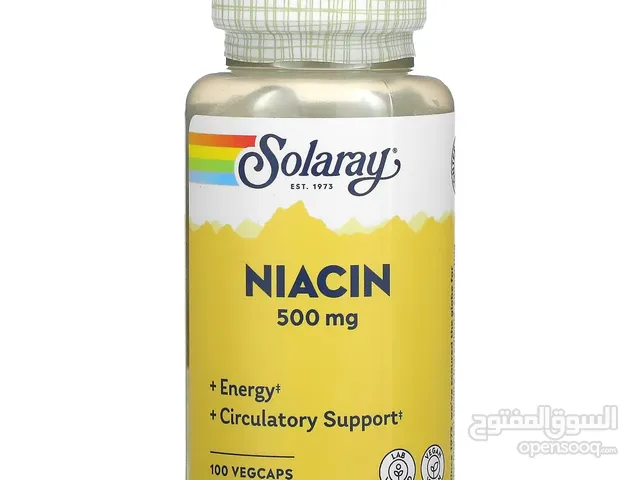 النياسين ب3 Niacin B3 للسيطرة على الكوليسترول والسكري بتركيز 500 ملج 100 كبسولة