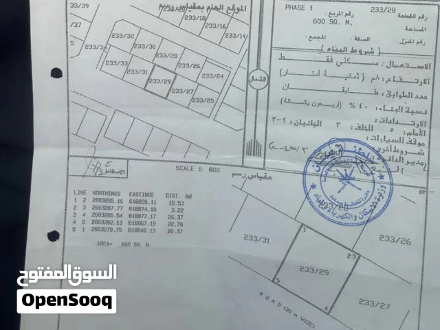 ارض سكنية عرضيه في مرتفعات الرسيل