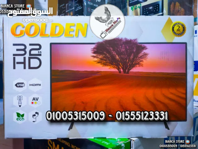 شاشة تلفزيون 32 بوصة جولدن Golden جديدة ضمان سنتين عادية LED HD بـ 3599