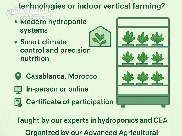 تكوين مهني احترافي في الزراعة المائية والأنظمة الذكية (CEA)