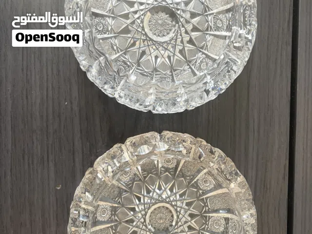 Antique bohemian crystal ashtray hand-cut .2 pieces
