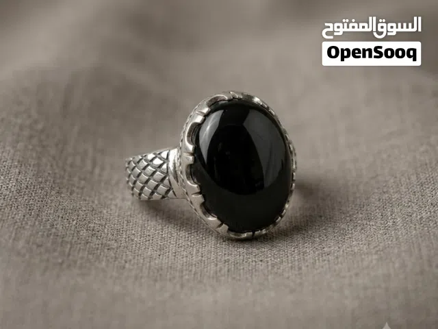 خاتم عقيق اسود خالص للبيع