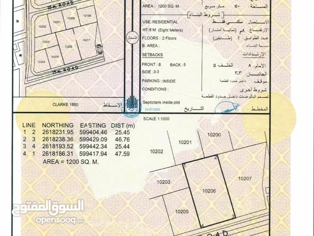 قطعة ارض بمساحة 1200 متر في ولاية بركاء مربع الرميس الخط الثاني من الشارع العام (مسقط - صحار)