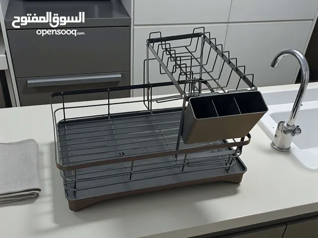 منشفة صحون و منظمة مطبخ متعدد الوظائف مع صينية تصريف وصنبور تفريغ