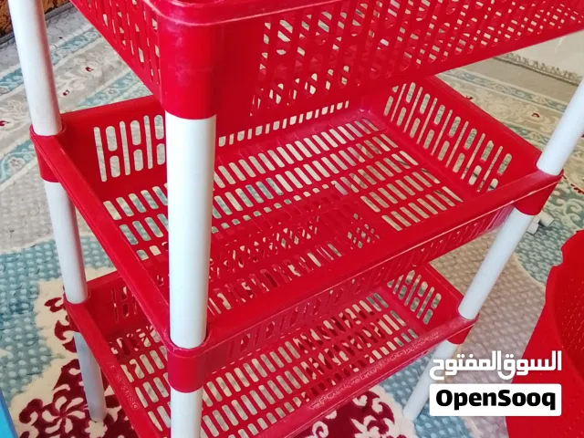 plastic shelves and bowls