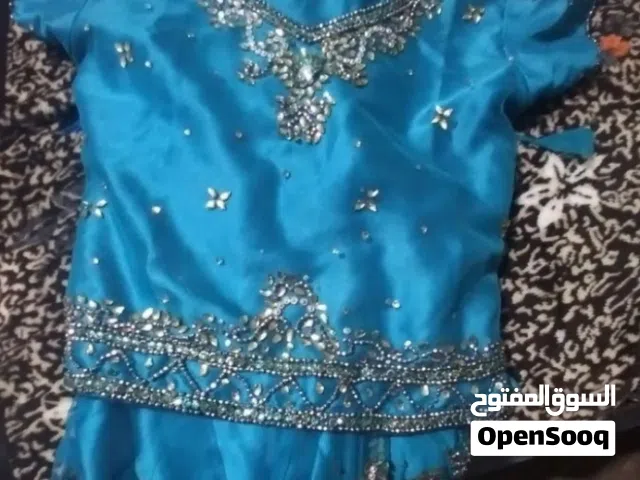 فستان بناتي لعمر 11 سنه  لون ازرق هندي خرز