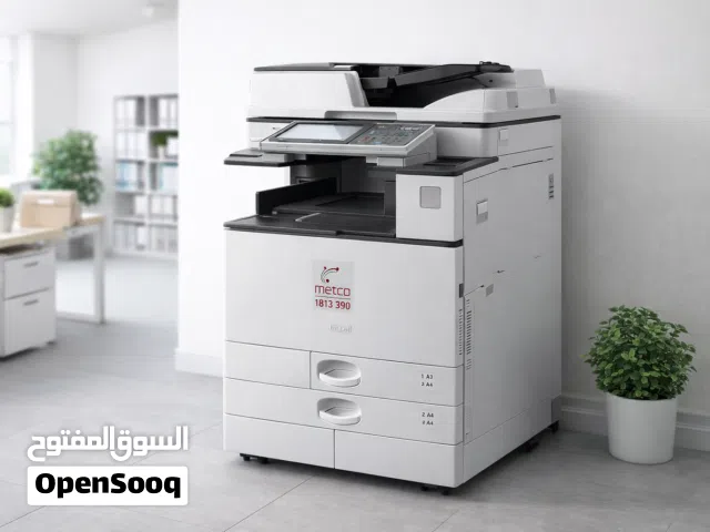 طابعة Ricoh متعددة الوظائف تطبع، تنسخ، وتعمل سكانر، تدعم A4 وA3، سرعة عالية، شاشة لمس