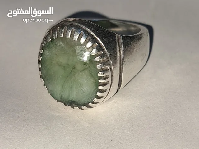 خاتم زمرد كبير فضة بحرينية ثقيلة