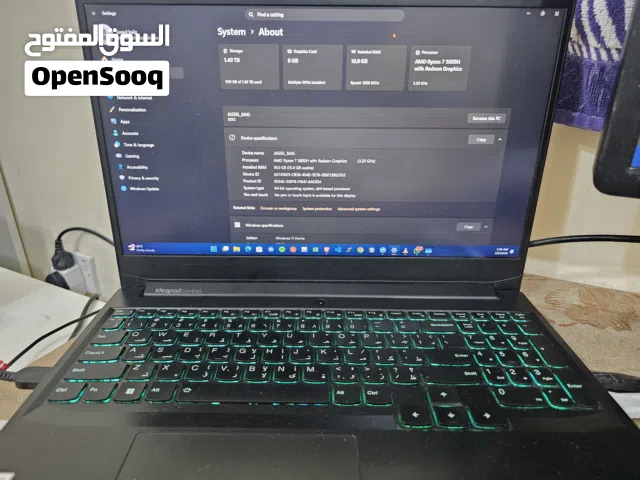LENOVO IDEAPAD GAMING 3 RYZEN 7 5800H 16GB RAM RTX 3060 6GB GRAPHICS AND 1.5TB NVME SSD (290 OMR)