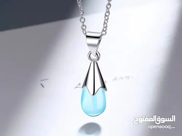 سلسلة وقرط اكسسوار مطلى فضة