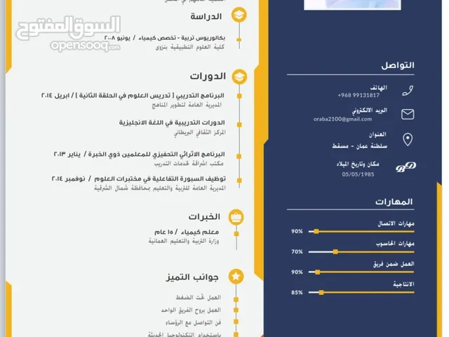 Chemistry Teacher in Al Sharqiya