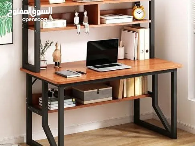 مكتب منزلي متعدد الاستخدامات – مثالي لموسم المدارس والجامعاترفوف علوية وسفلية لتخزين الكتب والدفاتر