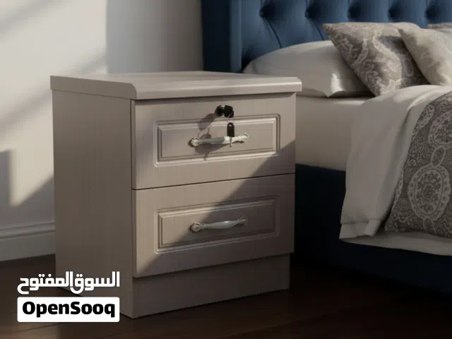طاولة جانبية للسرير (كومودينة) خشبية باللون الرمادي العصري - NS-9622