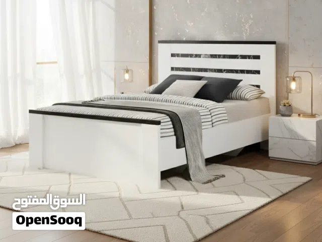 سرير نوم عصري مريح BDM 8090 (90*190) لون أبيض مع لمسات رخامية رمادية -