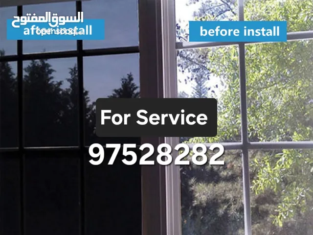 Windows Glass Sticker Frosted Black UV sunray protection film installation service
