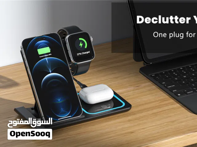 شاحن لاسلكي للايفون 3 في 1 وشحن سريع لاسلكيا لأجهزة iPhone و iwatch و AirPods في نفس الوقت