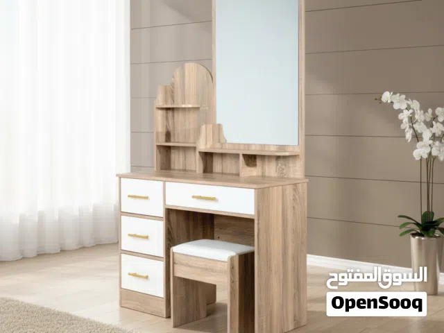 تسريحة غرف نوم مودرن بلون خشب وينتر ميلون مع مرآة وكرسي - DT-6001