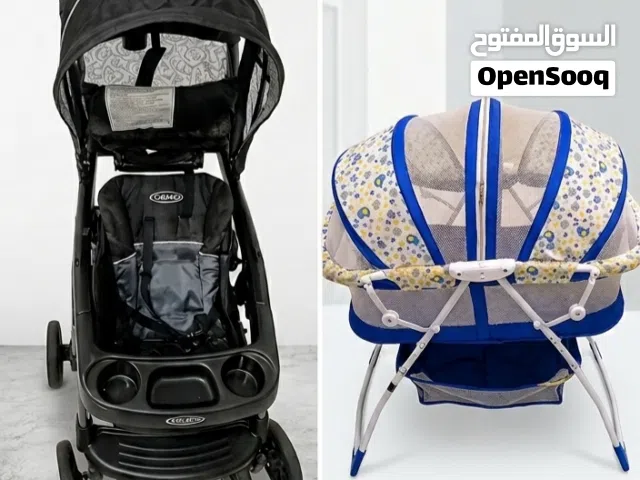 Double Baby Stroller + Baby Bassinet with Cover – good Condition