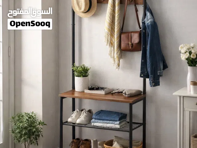 ستاند خشبي رف احذيه مع تعلاگة ملابس موديل YP-704