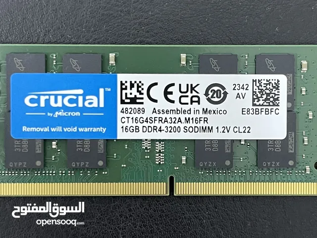 Crucial 16 Gb Ram DDR4 3200mhz Laptop رام كروشل 16 جي بي دي دي ار 4 3200 ميغا هرت