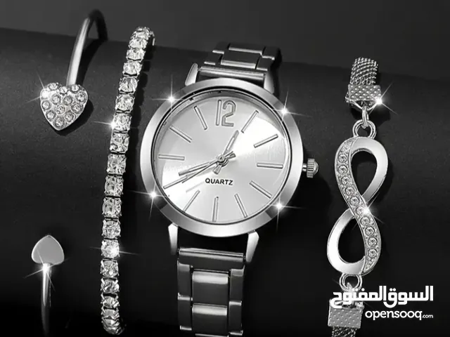 طقم اكوارتز نسائي ساعه وخاتم وسلسال واساور