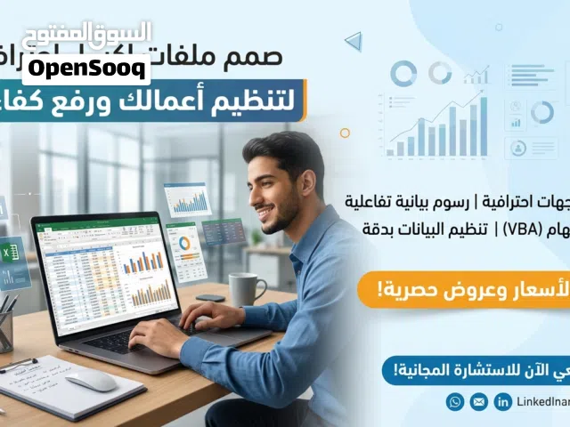 متوفر خدمه تصميم ملفات اكسل والقوائم المالية بأقل الأسعار