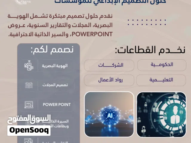 تصميم هوية بصرية و عروض PowerPoint و مجلات احترافية وسير ذاتية للافراد وللمؤسسات