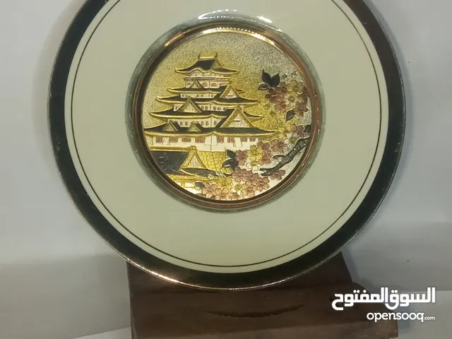 صحن جداري مرسوم بالذهب عيار 24 والفضة , تحفة يابانية مُذهّبة بالذهب الحقيقي عيار 24 والفضة