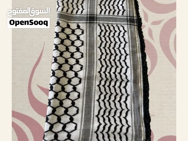 كوفية فلصطينيه تهديب يدوي