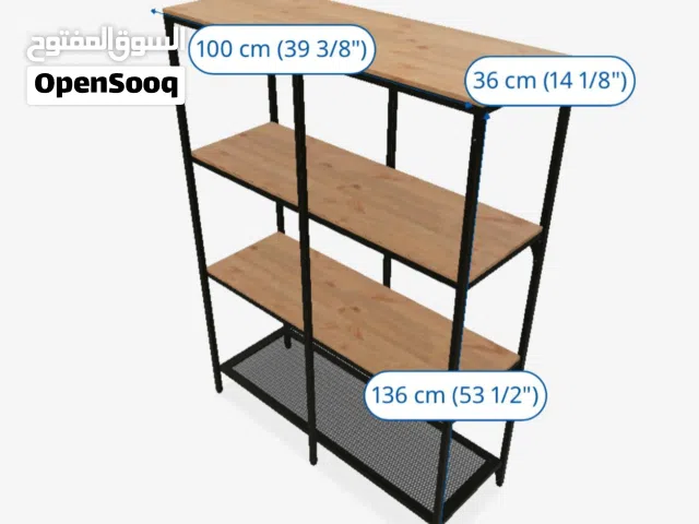 مكتبات ارفف خشب وهيكل حديد نظيقة جدا Wooden shelves and a metal frame