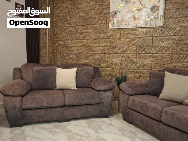 طقم كنب 7 مقاعد ماركة الدب  مصنوع من أجود أنواع خشب السويد بالكامل ، اسفنج دانلوب  قماش شمواه ترك