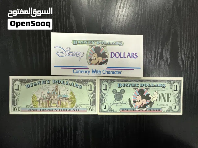 Vintage Disney Dollars Lot of 2 Notes & Original Sleeve