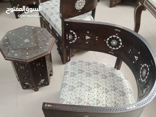 كرسي انجليزي نقش فاطمي يدوي بالصدف