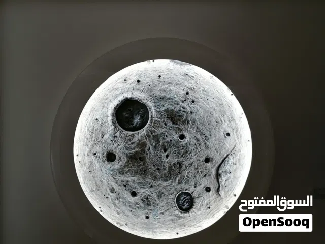 ديكور القمر المضيء  ديكور معجون بارز ثلاثي الابعاد  مع اطار جيبسبورد مع انارة  اشي راقي وفاخر