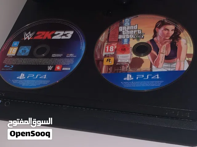 بيع بلستيشن فور سليم مع شريط جراند و مصارعه ويده تحكم و الاسلاك و الشاحن