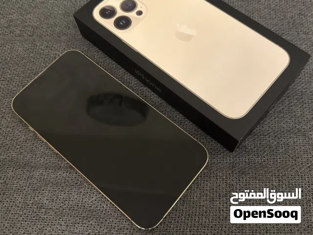 ايفون 13 برو ماكس ذهبي مستعمل مع كرتونة وشاحن 128 جيجابايت