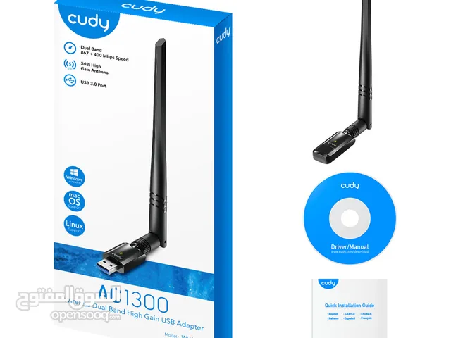 Cudy WU1400 AC1300 Wi-Fi High-Gain USB Adapter فلاشة واي فاي احترافية من كودي