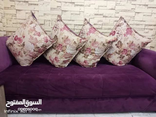 طقم كنب كورنر مع ثنائية لون نهدي 8 مقاعد