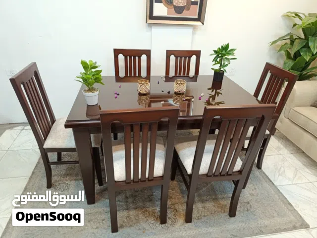 طاولة سفره 6 كراسي ناعمه خشب زان صلد