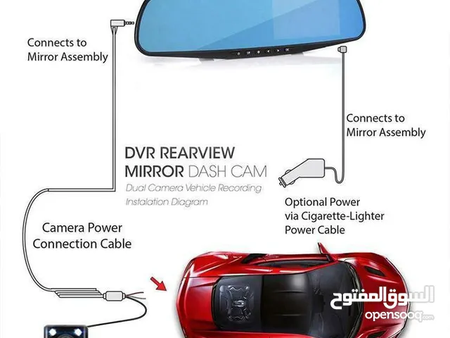 غير مسؤولين عن التركيب كاميرا مع مرايه مدمجة للسيارة لتسجيل ما يحدث بالطريق. تصلح لجميع السيارات