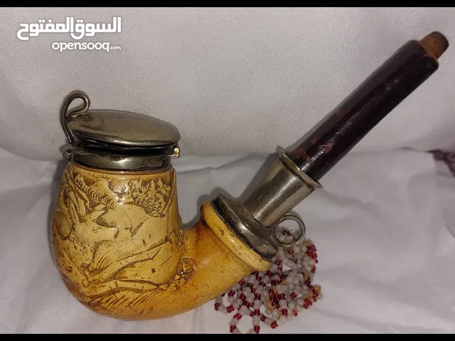 اسوار فضة عيار 800 برطاني سنة الصنع 1905 غليون فضة و عاج محفور