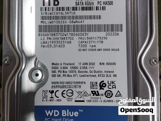 هارد دسك داخلي للديسكتوب بسعة 1 تيرا - 1000 جيجا - 1TB (1000GB) WD BLUE 7200R DESKTOP HDD HARD DISK