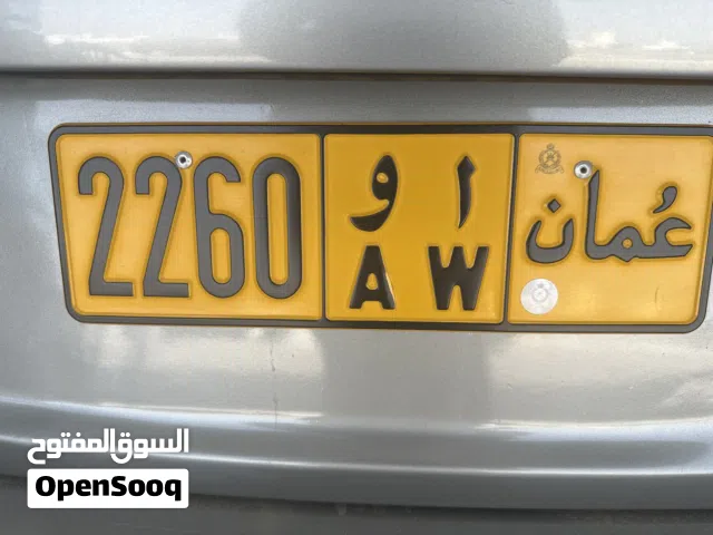 Plate number for sale 2260 AW
