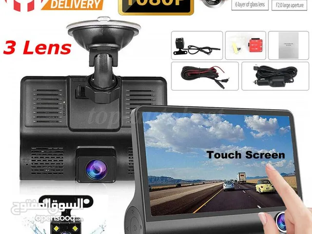 كاميرا سيارة 1080p ثلاثية العدسات مع شاشة 4 بوصة وذاكرة 32 جيجابايت