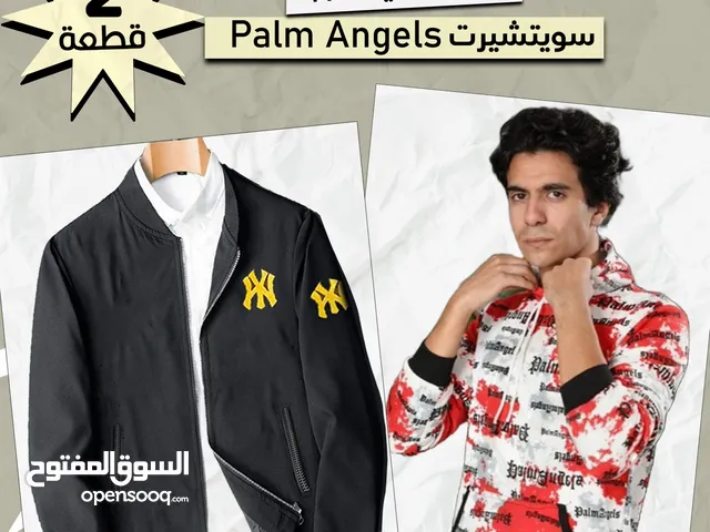 عرض ..( سويت شيرت للرجال palm Angels + جاكت اسود NY