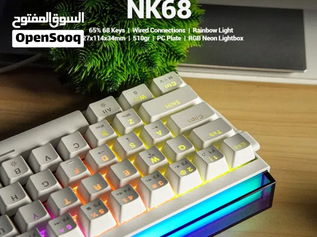 لوحة مفاتيح AJAZZ NK68 ميكانيكية سلكية مع إضاءة خلفية، أزرار قابلة للتبديل السريع